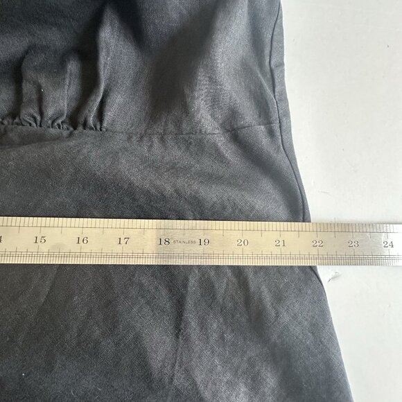 Liz Clayborne Linen Babydoll Top Wmn 16-18? Black Ruffle Raw Hem Minimalist READ - Picture 10 of 11